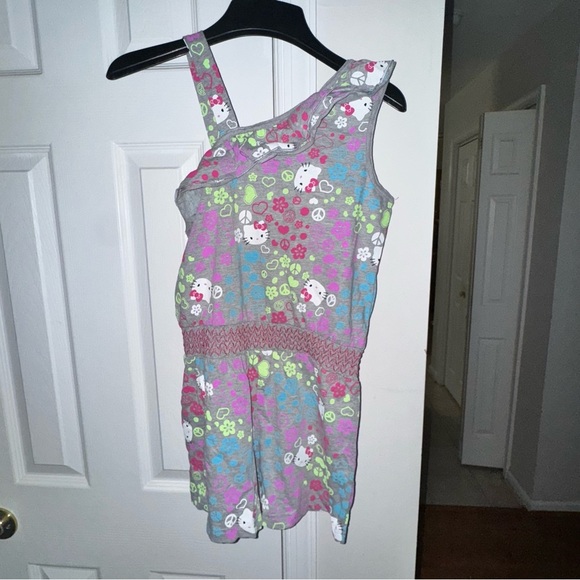 Hello Kitty Girls Romper L 10/12 Evy One Shoulder Colorful Sleeveless Sanrio - Picture 2 of 7